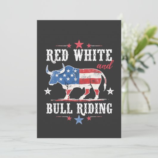 Red White en Bull rijden op Amerikaanse cowboys Kaart (Staand voorkant)