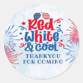 Red White en Cool Thankyou Party Sticker (Voorkant)