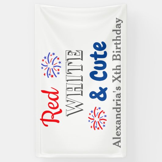 Red White en Cute, 4 juli Spandoek (Verticaal)