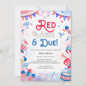 Red White en Due - 4 juli Baby shower Kaart (Voorkant)