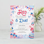 Red White en Due - 4 juli Baby shower Kaart (Staand voorkant)
