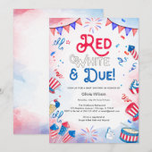 Red White en Due - 4 juli Baby shower Kaart (Voorkant / Achterkant)