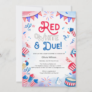 Red White en Due - 4 juli Baby shower Kaart