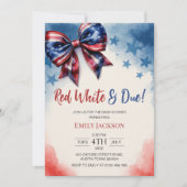 Red White en Due 4 juli Bow Baby shower Kaart (Voorkant)