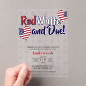Red White en Due 4 juli Co ed Baby shower Acryl Uitnodigingen (Insitu (Draagbaar))