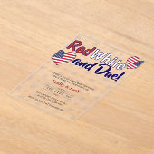 Red White en Due 4 juli Co ed Baby shower Acryl Uitnodigingen (Laagn)