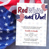 Red White en Due 4 juli Co ed Baby shower Kaart