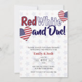 Red White en Due 4 juli Co ed Baby shower Kaart (Voorkant)