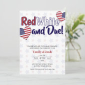 Red White en Due 4 juli Co ed Baby shower Kaart (Staand voorkant)