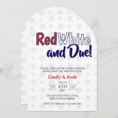 Red White en Due 4 juli Co ed Baby shower Kaart (Voorkant / Achterkant)