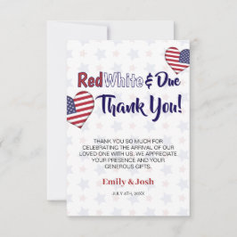 Red White en Due 4e juli Baby shower Bedankkaart