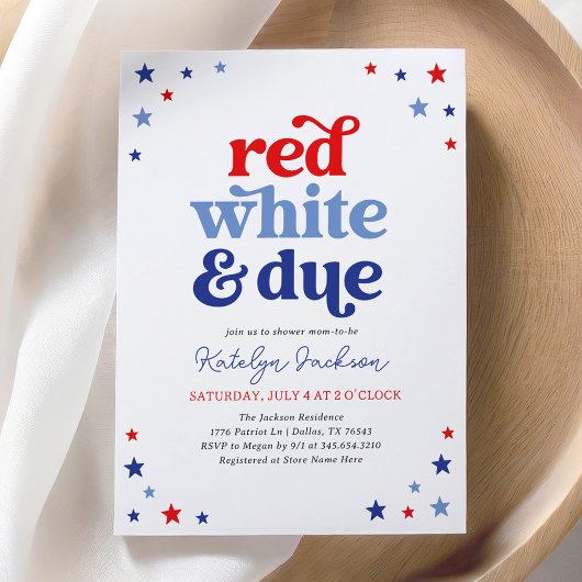 Red White en Due 4e juli Baby shower Kaart