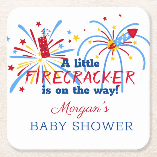 Red White en Due 4e juli Baby shower Kartonnen Onderzetters (Voorkant)