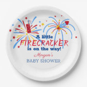 Red White en Due 4e juli Baby shower Papieren Bordje (Voorkant)