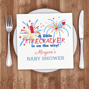 Red White en Due 4e juli Baby shower Servet