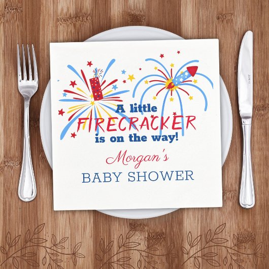 Red White en Due 4e juli Baby shower Servet