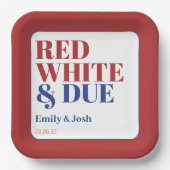 Red White en Due 4th juli USA Flag Baby shower Papieren Bordje (Voorkant)