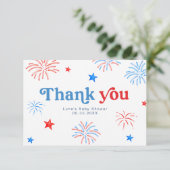 Red White en Due 4th of July Patriottisch Dank U w Bedankkaart (Staand voorkant)