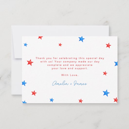 Red White en Due 4th of July Patriottisch Dank U w Bedankkaart (Achterkant)