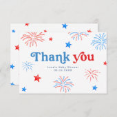 Red White en Due 4th of July Patriottisch Dank U w Bedankkaart (Voorkant / Achterkant)