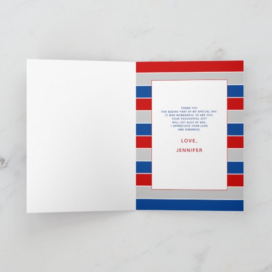 Red White en Due 4th van juli baby shower Bedankkaart (Binnen)