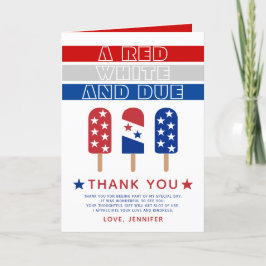 Red White en Due 4th van juli baby shower Bedankkaart