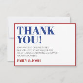 Red White en Due 4th van juli Patriottisch Bedankkaart (Voorkant)