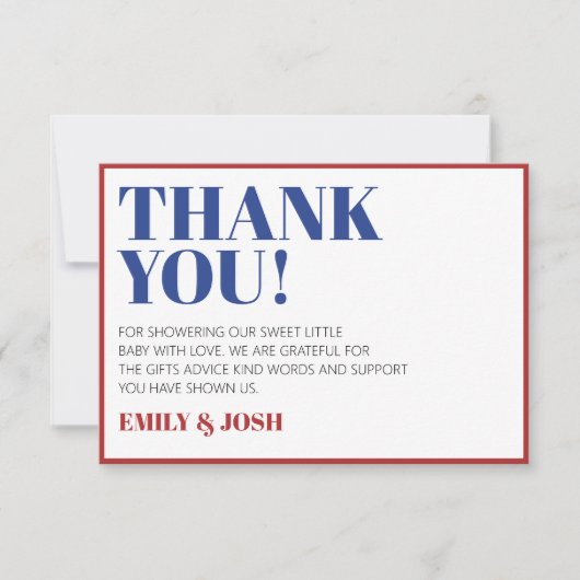 Red White en Due 4th van juli Patriottisch Bedankkaart (Voorkant)