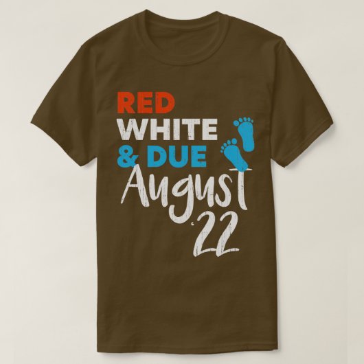 Red White en Due August 2022 Zwangerschap Announcm T-shirt (Design voorkant)