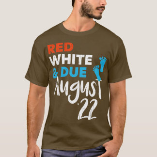 Red White en Due August 2022 Zwangerschap Announcm T-shirt