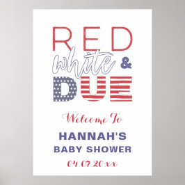 Red White en DUE Baby shower Party Welkomstwoord P Poster