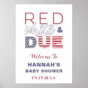 Red White en DUE Baby shower Party Welkomstwoord P Poster