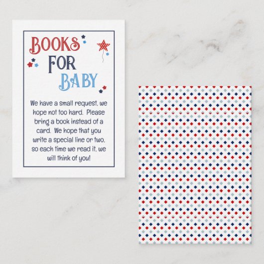 Red White en Due Boeken voor Baby Informatiekaartje (Voorkant / Achterkant)