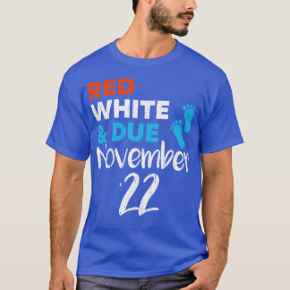 Red White en Due November 2022 Zwangerschap Announ T-shirt