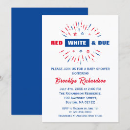 Red White en Due Patriotic Baby shower 4 juli Kaart