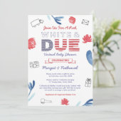 Red White en due patriottic Virtual Baby shower Kaart (Staand voorkant)