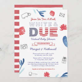 Red White en due patriottic Virtual Baby shower Kaart
