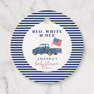 Red White en Due Patriottisch Baby shower Favoriet Bedankjes Labels