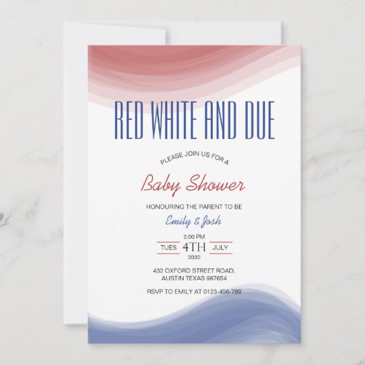 Red White en Due USA Flag Waterverf Kaart (Voorkant)