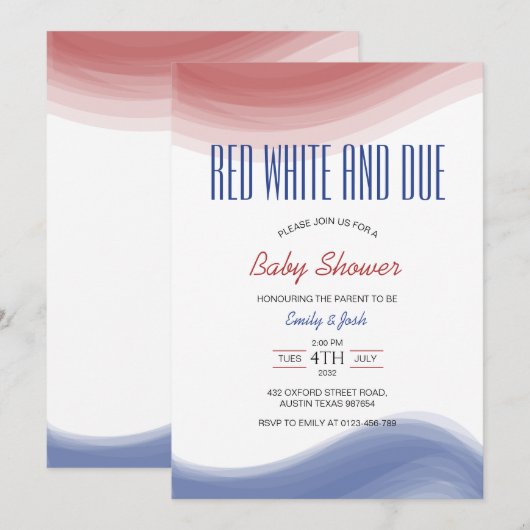 Red White en Due USA Flag Waterverf Kaart (Voorkant / Achterkant)