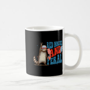 Red White en Feral Funny Trump Raccoon 4th of Jul Koffiemok