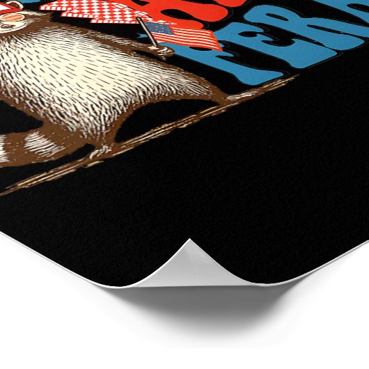 Red White en Feral Funny Trump Raccoon 4th of Jul Poster (Hoek)