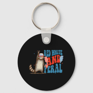 Red White en Feral Funny Trump Raccoon 4th of Jul Sleutelhanger