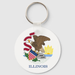 Red White en Gold Eagle Flag van Illinois Sleutelhanger