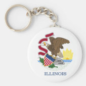 Red White en Gold Eagle Flag van Illinois Sleutelhanger (Voorkant)