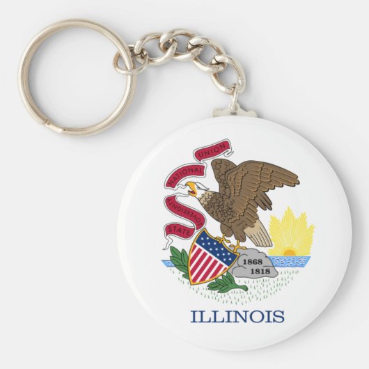 Red White en Gold Eagle Flag van Illinois Sleutelhanger (Voorkant)