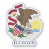 Red White en Gold Eagle Flag van Illinois Sticker (Voorkant)