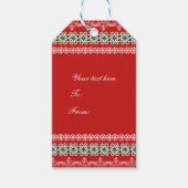 Red White en Green Lace Elegant Holiday Party Cadeaulabel (Voorkant)