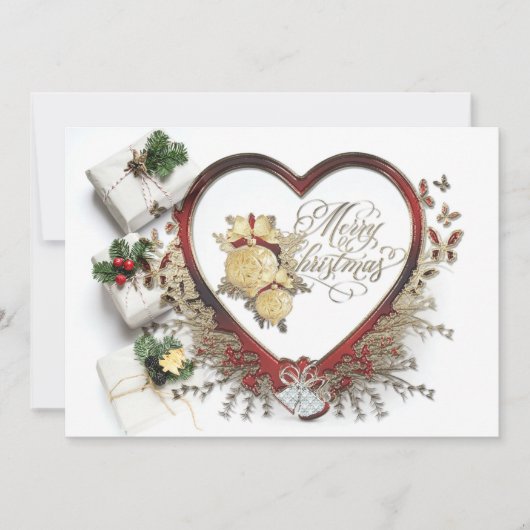 Red White en Green Modern Victoriaans kerst Feestdagenkaart (Voorkant)