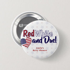 Red White en het Patriottisch Baby shower van 4 ju Ronde Button 5,7 Cm